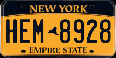 NY license plate HEM8928