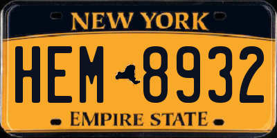 NY license plate HEM8932