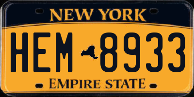 NY license plate HEM8933