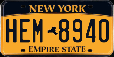NY license plate HEM8940