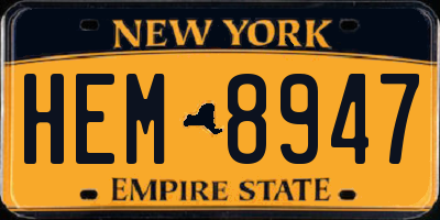NY license plate HEM8947
