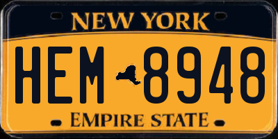 NY license plate HEM8948