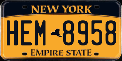 NY license plate HEM8958