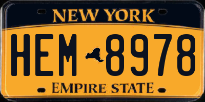 NY license plate HEM8978