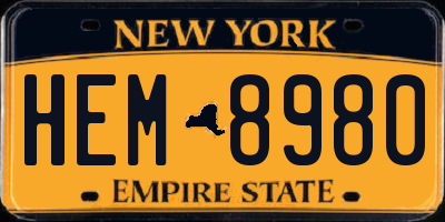 NY license plate HEM8980