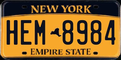 NY license plate HEM8984