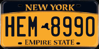 NY license plate HEM8990