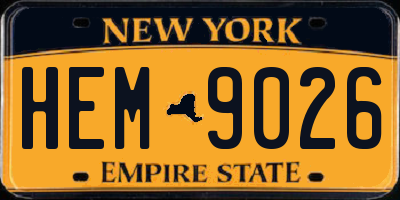 NY license plate HEM9026