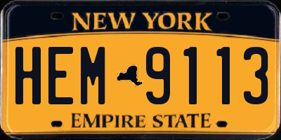 NY license plate HEM9113