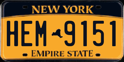 NY license plate HEM9151