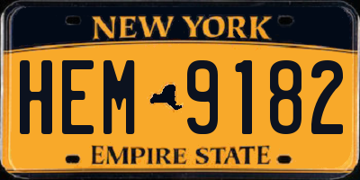 NY license plate HEM9182