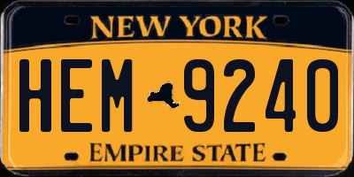 NY license plate HEM9240