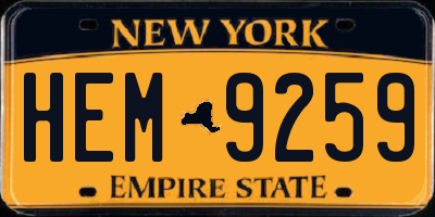 NY license plate HEM9259