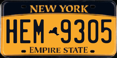 NY license plate HEM9305