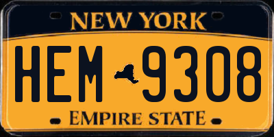 NY license plate HEM9308