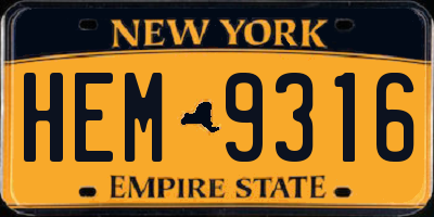NY license plate HEM9316