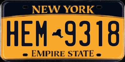 NY license plate HEM9318