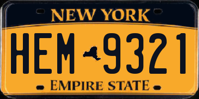 NY license plate HEM9321