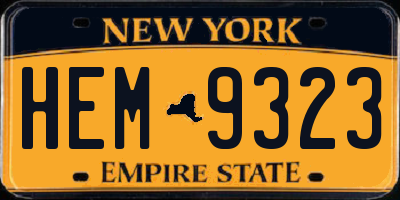NY license plate HEM9323