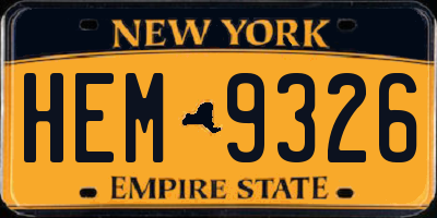 NY license plate HEM9326