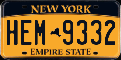 NY license plate HEM9332