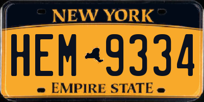 NY license plate HEM9334