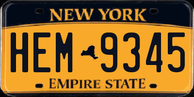 NY license plate HEM9345