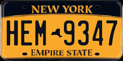 NY license plate HEM9347