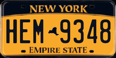 NY license plate HEM9348