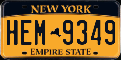 NY license plate HEM9349