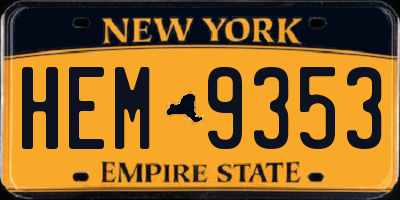 NY license plate HEM9353