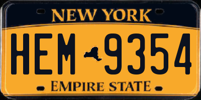 NY license plate HEM9354
