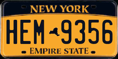NY license plate HEM9356