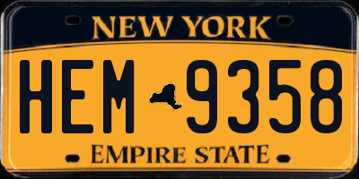 NY license plate HEM9358