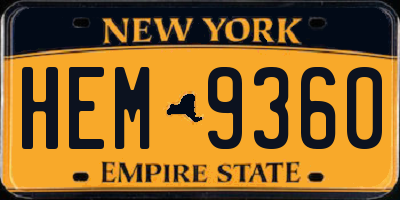 NY license plate HEM9360