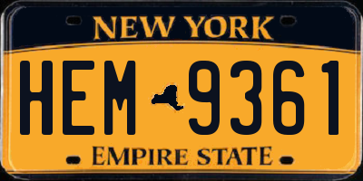 NY license plate HEM9361