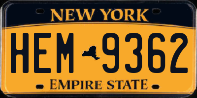 NY license plate HEM9362