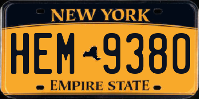 NY license plate HEM9380