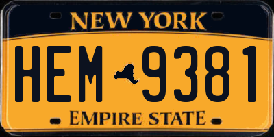 NY license plate HEM9381