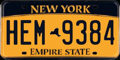 NY license plate HEM9384