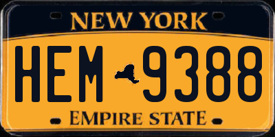 NY license plate HEM9388