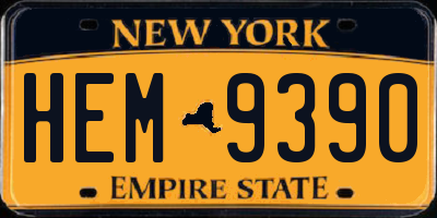 NY license plate HEM9390