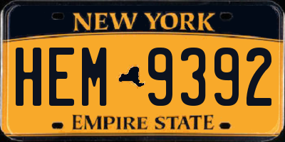 NY license plate HEM9392