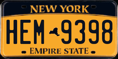 NY license plate HEM9398