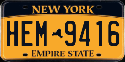 NY license plate HEM9416