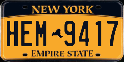 NY license plate HEM9417