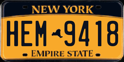 NY license plate HEM9418