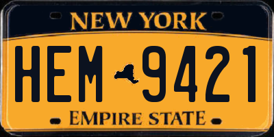 NY license plate HEM9421