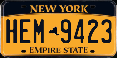 NY license plate HEM9423