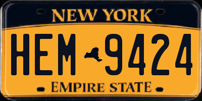 NY license plate HEM9424